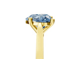 Yellow gold Fancy Blue Heart  Solitaire Diamond Ring with Four-Prong Setting and Tapered Band