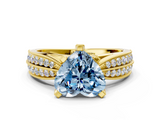 Yellow gold Fancy Blue Heart  Solitaire Diamond Ring with Milgrain Pavé Band and Four-Prong Setting_20