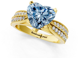 Yellow gold Fancy Blue Heart  Solitaire Diamond Ring with Milgrain Pavé Band and Four-Prong Setting_21