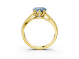 Yellow gold Fancy Blue Heart  Solitaire Diamond Ring with Milgrain Pavé Band and Four-Prong Setting_23