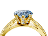 Yellow gold Fancy Blue Heart  Solitaire Diamond Ring with Milgrain Pavé Band and Four-Prong Setting_24