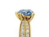 Yellow gold Fancy Blue Heart  Solitaire Diamond Ring with Milgrain Pavé Band and Four-Prong Setting_25