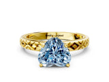 Yellow gold Fancy Blue Heart  Solitaire Diamond Ring with Milgrain and Black Enamel X Pattern Band_108