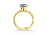 Yellow gold Fancy Blue Heart  Solitaire Diamond Ring with Milgrain and Black Enamel X Pattern Band_111