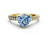 Yellow gold Fancy Blue Heart  Solitaire Diamond Ring with Pavé Band and Four-Prong Setting_102