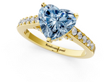 Yellow gold Fancy Blue Heart  Solitaire Diamond Ring with Pavé Band and Four-Prong Setting_103