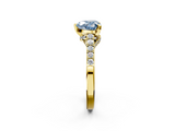 Yellow gold Fancy Blue Heart  Solitaire Diamond Ring with Pavé Band and Four-Prong Setting_104