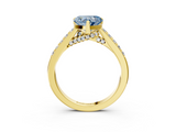 Yellow gold Fancy Blue Heart  Solitaire Diamond Ring with Pavé Band and Four-Prong Setting_105