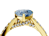 Yellow gold Fancy Blue Heart  Solitaire Diamond Ring with Pavé Band and Four-Prong Setting_106