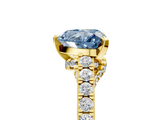 Yellow gold Fancy Blue Heart  Solitaire Diamond Ring with Pavé Band and Four-Prong Setting_107