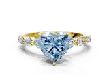 Yellow gold Fancy Blue Heart  Solitaire Diamond Ring with Pave Band and Four-Prong Setting_271