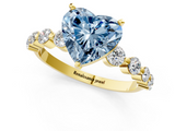 Yellow gold Fancy Blue Heart  Solitaire Diamond Ring with Pave Band and Four-Prong Setting_272
