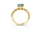 Yellow gold Fancy Blue Heart  Solitaire Diamond Ring with Pave Band and Four-Prong Setting_274