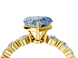 Yellow gold Fancy Blue Heart  Solitaire Diamond Ring with Pave Band and Four-Prong Setting_275