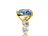 Yellow gold Fancy Blue Heart  Solitaire Diamond Ring with Pave Band and Four-Prong Setting_276
