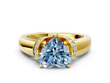 Yellow gold Fancy Blue Heart  Solitaire Diamond Ring with Pave Band and Six-Prong Setting_22