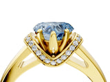 Yellow gold Fancy Blue Heart  Solitaire Diamond Ring with Pave Band and Six-Prong Setting_26