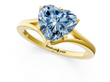 Yellow gold Fancy Blue Heart  Solitaire Diamond Ring with Six-Prong Setting and Tapered Band_18