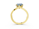 Yellow gold Fancy Blue Heart  Solitaire Diamond Ring with Six-Prong Setting and Tapered Band_20