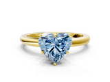 Yellow gold Fancy Blue Heart  Solitaire Diamond Ring with Six-Prong Setting on a Classic Band_3