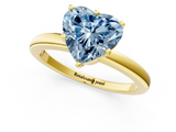 Yellow gold Fancy Blue Heart  Solitaire Diamond Ring with Six-Prong Setting on a Classic Band_4