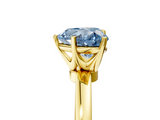 Yellow gold Fancy Blue Heart  Solitaire Diamond Ring with Six-Prong Setting on a Classic Band_8