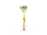 Yellow gold Fancy Blue Heart  Solitaire Diamond Ring with Split Shank and Four-Prong Setting_14