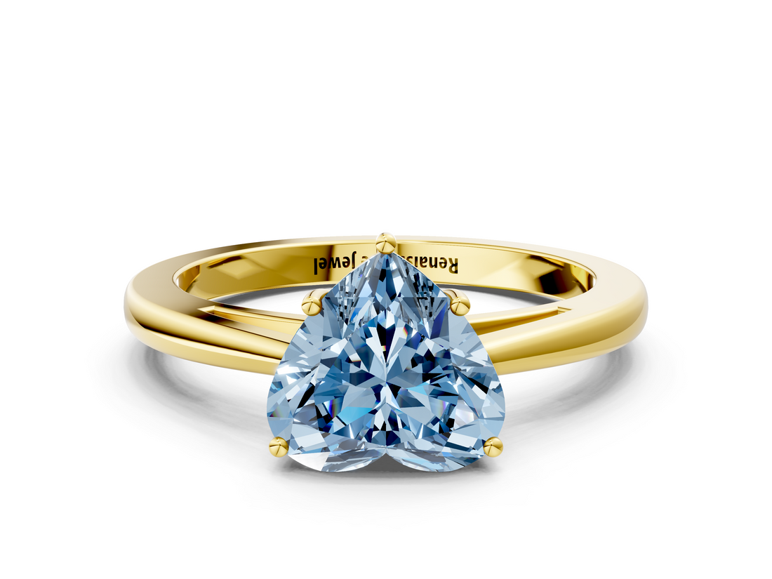 Yellow gold Fancy Blue Heart  Solitaire Diamond Ring with Split Shank and Four-Prong Setting_20