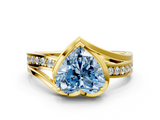Yellow gold Fancy Blue Heart  Solitaire Diamond Ring with Split Shank and Prong Setting_42