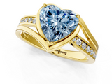 Yellow gold Fancy Blue Heart  Solitaire Diamond Ring with Split Shank and Prong Setting_43