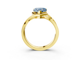 Yellow gold Fancy Blue Heart  Solitaire Diamond Ring with Split Shank and Prong Setting_45
