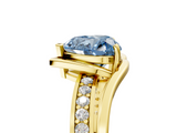 Yellow gold Fancy Blue Heart  Solitaire Diamond Ring with Split Shank and Prong Setting_47