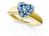 Yellow gold Fancy Blue Heart  Solitaire Diamond Ring with Tapered Band and Four-Prong Setting_50