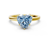 Yellow gold Fancy Blue Heart  Solitaire Diamond Ring with Thin Band and Four-Prong Setting_3