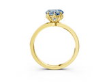 Yellow gold Fancy Blue Heart  Solitaire Diamond Ring with Thin Band and Four-Prong Setting_6