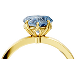 Yellow gold Fancy Blue Heart  Solitaire Diamond Ring with Thin Band and Four-Prong Setting_7