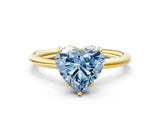Yellow gold Fancy Blue Heart  Solitaire Diamond Ring with a Classic Band and Four-Prong Setting 1