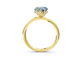 Yellow gold Fancy Blue Heart  Solitaire Diamond Ring with a Classic Band and Four-Prong Setting 4