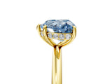 Yellow gold Fancy Blue Heart  Solitaire Diamond Ring with a Classic Band and Four-Prong Setting