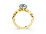 Yellow gold Fancy Blue Heart  Solitaire Diamond Twisted Band with Four-Prong Setting_31