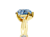 Yellow gold Fancy Blue Heart  Solitaire Diamond Twisted Band with Four-Prong Setting_33