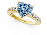 Yellow gold Fancy Blue Heart  Solitaire Diamond with Pavé Band and Four-Prong Setting_50