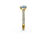 Yellow gold Fancy Blue Heart  Solitaire Diamond with Pavé Band and Four-Prong Setting_51