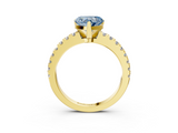 Yellow gold Fancy Blue Heart  Solitaire Diamond with Pavé Band and Four-Prong Setting_52