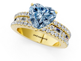 Yellow gold Fancy Blue Heart  Solitaire Diamond with Pave and Channel Set Band_60