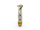Yellow gold Fancy Blue Heart  Solitaire Diamond with Pave and Channel Set Band_61
