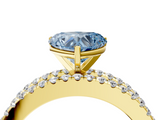 Yellow gold Fancy Blue Heart  Solitaire Diamond with Pave and Channel Set Band_63