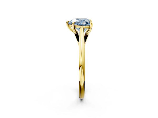 Yellow gold Fancy Blue Heart  Solitaire Engagement Ring with Four-Prong Setting and Classic Band
