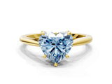 Yellow gold Fancy Blue Heart  Solitaire Engagement Ring with Four-Prong Setting and Classic Band