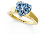 Yellow gold Fancy Blue Heart  Solitaire Engagement Ring with Four-Prong Setting and Tapered Band_4